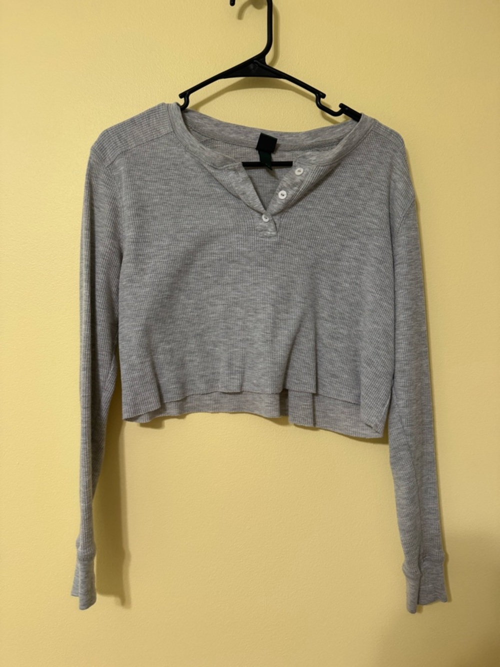 Grey Long-Sleeve Henley Top